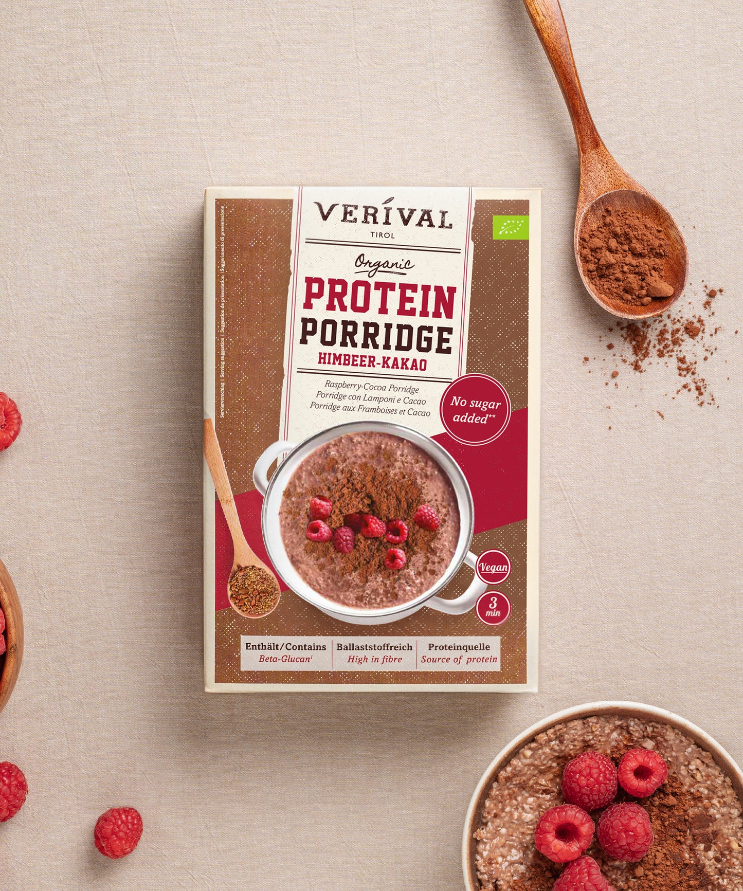 Bio Protein Porridge con Lamponi e Cacao