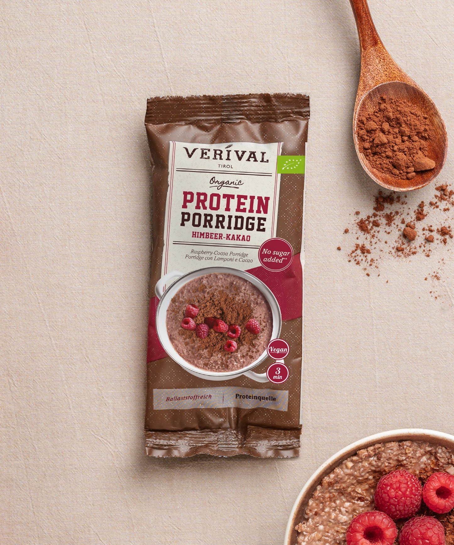Bio Protein Porridge con Lamponi e Cacao
