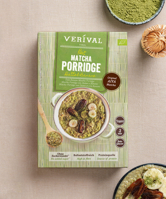 Bio Matcha Porridge con Datteri e Banana